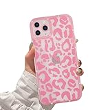 ZIYE for iPhone 14 Pro Max Case Pink Leopard Pattern Clear Phone Case with Camera Protection,Silicon
