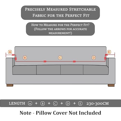 Image of Lukzer 4 Seater Pastel Orange Grid Maze Pattern Sofa Cover | 240 GSM Universal Stretch Fit Jacquard Fabric Couch Protector | Fully Covered Anti Slip & Washable Sofa Cover (230-300cm /SC-106-04)