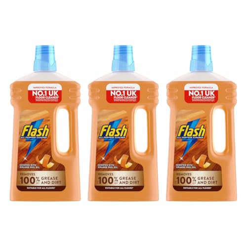 Image of Flash All-Purpose Wood Surface Cleaner with Orange Oil, 1L, Pack of 3
