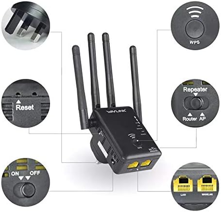 WAVLINK Wi-Fi Range Extender Repeater/Wireless Access Point/Router 3 in 1, 【2.4G 300Mbps】 Internet Signal Booster WiFi Amplifier for Whole Home WiFi Coverage, No WiFi Dead Zone (black-575)
