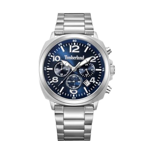 Timberland Dennys Bay Esfera Azul Brazalete de Acero Inoxidable Reloj cronógrafo para Hombres, 44mm