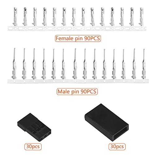WMYCONGCONG Kit de 30 kits de plugue servo macho fêmea conector pino crimpagem cabo com 16 pés 22Awg