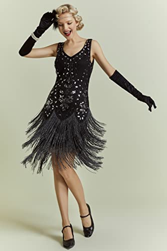 BABEYOND 1920s Flapper Dress Roaring 20s Great Gatsby Costume Dress Fringed Embellished Dress3