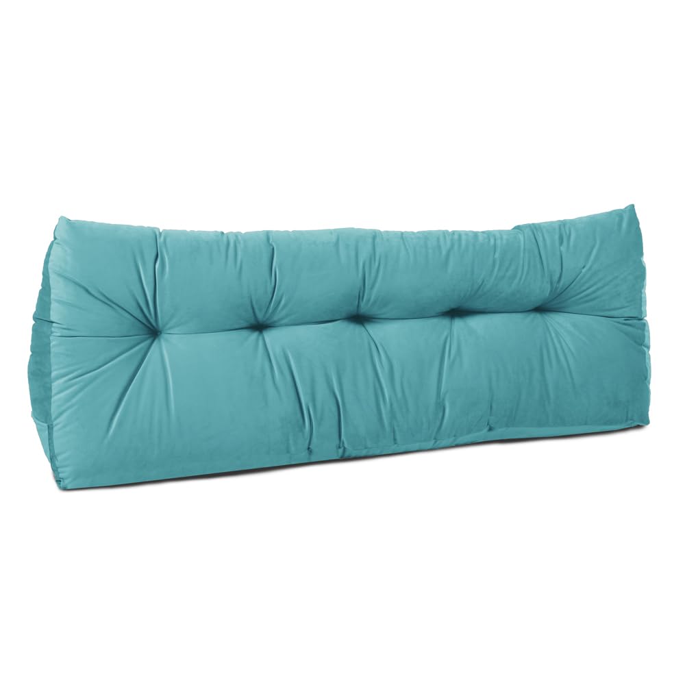 Lancashire Textiles Luxury Velvet King Bed Triangular Wedge Bedroom Headboard Turquoise Cushion 20 X 50 X 150Cm from B&Q
