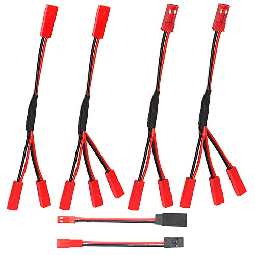 GTIWUNG 6PCS JST Splitter JST Mâle Femelle Y Câble RC JST Y Adaptateur Parallèle Harnais JST à JR Adaptateur pour Traxxas TRX-4 RC Voiture Camion Ventilateur ESC Batterie Moteur