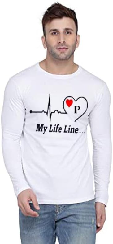 Toxic Smile Men's Printed Full Sleeve Stylish Casual T-Shirt | My Life Line heartbit Letter Printed Tshirt