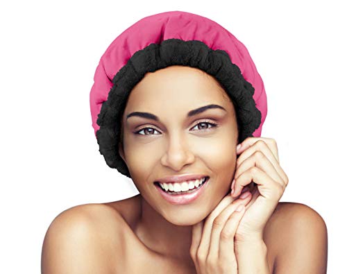 Deep Conditioning Thermal Heat Cap- Cordless, Microwavable Heat Cap for Steaming, Heat Therapy for Hair, Portable, Reversible by Glow by Daye (Pink/Black) - Thumbnail 2