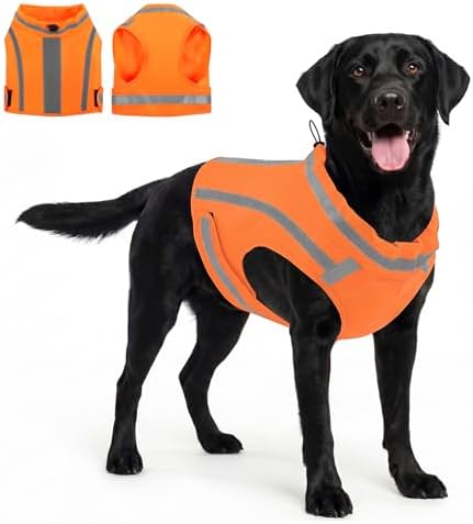 KONVINIT Hunde Warnweste Hund Sicherheitsweste mit Reflektierenden Hundeweste Sicherheitsweste für Hunde zur Jagd Reflektorweste Hund für mehr Sicherheit mit Klettverschluss, Neon-