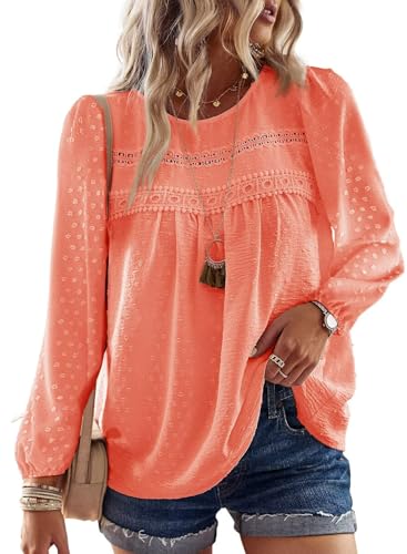 Image of Falechay Womens Tops Flowy Boho Dressy Casual Lace Cute Long Sleeve Shirts