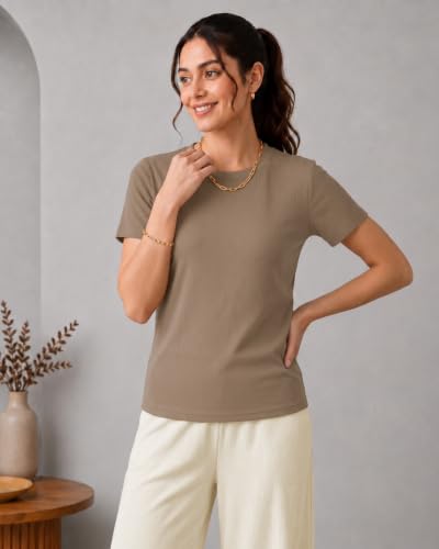 Image of TOPLOT Korean Night Suit for Women| Round Neck Half Sleeve | Full Pyjama Set |Comfortable Nightwear, Loungewear, Sleepwear for Womens (5274)