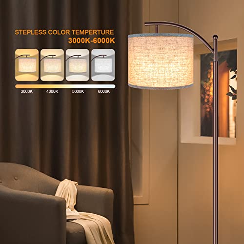 Image of Floor Lamp for Living Room, 4 Color Temperature LED Floor Lamp with Remote Control & Foot Switch, LED Bulb Included, Modern Standing Lamp for Bedroom, Study Room, Office - Oil Rubbed Bronze