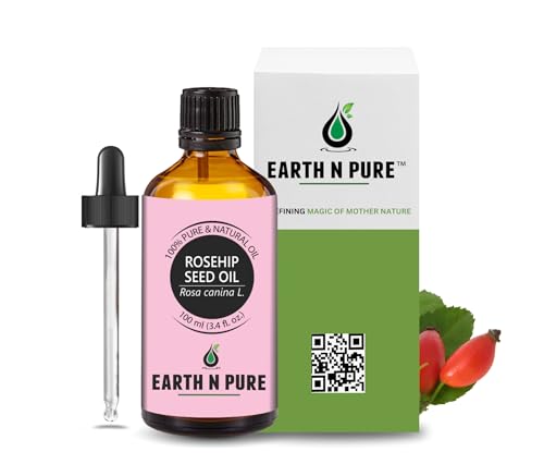 Image of Earth N Pure Rosehip Oil Cold Pressed, Natural and Therapeutic Grade for Face with Glass Dropper - 100 ml