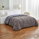 TRÉBOL ADVANCE Edredón Sherpa Reversible Efecto Borreguito y Microfibra, Gris, 522 g/m², Ligero y Cálido, con Bolsa de Almacenaje (220 x 240 Camas 80/90 cm)