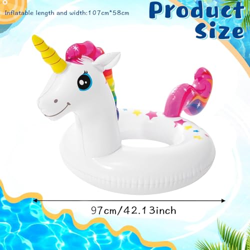 POPOYU Schwimmreifen Kinder 3-6 Jahre,Schwimmreifen Einhorn Kinder,Schwimmtiere für Den Pool,Aufblasbare Schwimmtiere Einhorn,Pool Tiere Aufblasbar Spielzeug für Schwimmbad-Party,Strand Partyzubehör
