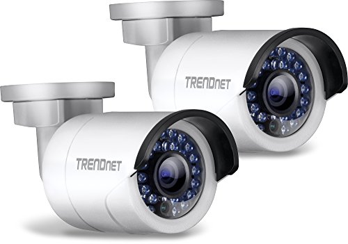 TRENDnet Indoor/Outdoor 1.3 Megapixel HD PoE IR Bullet Style Network Camera Twin Pack, Digital WDR, 720p, IP66 Rated Housing, 100ft. Night Vision, TV-IP320PI2K