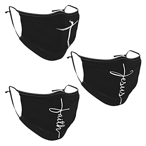 image for Yctsecha 3 PCS Faith Face Mask for Men Women, Cool Cloth Christian Cro