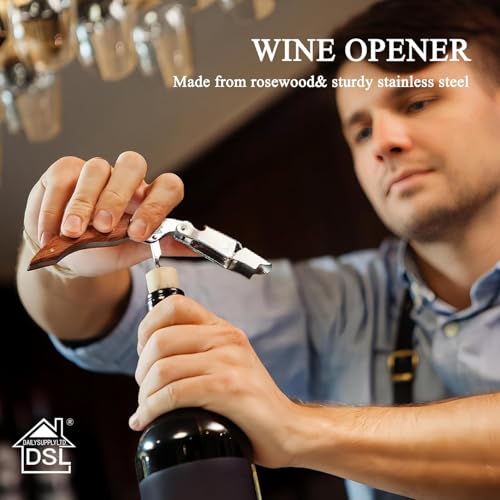 DSL Corkscrews Wine Bottle Opener, Professional Waiters Friend Bottle Opener, Foil Cutter, Beer Opener - Multi-Purpose Wine Key Tool with Dual Hinge Fulcrum - Image 5