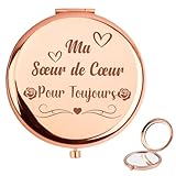 MIROIR GROSSISSANT DOUBLE FACE UNIQUE — Ce miroir de maquillage professionnel offre deux côtés fonctionnels : un côté miroir normal 1x reflétant une image fidèle et nette, idéal pour une vision précise de l'ensemble du visage, et un côté miroir grossissant 2x révélant les moindres détails, parfait pour appliquer le mascara, épiler, utiliser le fil dentaire, etc. Cela aide votre amie à se maquiller facilement pour un résultat satisfaisant. cadeau amie noel cadeau petite amie cadeau femme amie