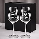 Wanapix | Pack 2 Copas de Vino Personalizadas | Estuche de Regalo Incluido | Copa de Cristal Grabada para Vino | Con Nombre o Texto | Pack de Copas de Cristal | Gran reserva
