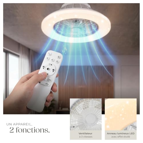 Plafonnier led ventilateur 50 cm 3 000 6 500 k 3 vitesses intensité variable discret - vue 4