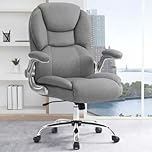 IWMH Executive Office Chair, Ergonomic Big and Tall Computer Desk Chair, High Back Chair with Padded Flip-up Armrest, Lumbar Support Swivel Rolling Chairs (Gray)