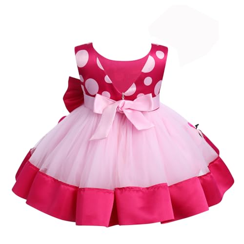 Newborn Toddler Baby Girl Princess Dress Cake Smash Birthday Tutu Dress+Headband Outfits Pageant Christmas Baptism Party Clothes Set for Cake Smash Photo Shoot Hot Pink-Butterfly 12-18 Months - Thumbnail 4