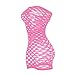 Vorifun Sexy Womens Strapless Fishnet Lingerie Sleepwear Mini Dress Tube Chemise Bodysuit One Size (Pink)