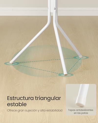 Miniatura 5 de Songmics Perchero, Burro De Ropa De Metal, Perchero Para Ropa, Bolsos Y Sombreros, Altura 175 Cm, Con 16 Ganchos, Para Recibidor, Salón Y Dormitorio, Blanco Nube Rcr081wc01
