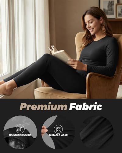 image for WEERTI Thermal Underwear for Women Long Johns with Fleece Lined Base L