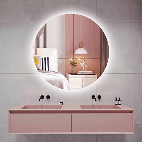 ROOMTEC 32 Inch Round LED Bathroom Mirror with Lights, Circle Vanity Mirror with Backlit, Anti-Fog, Dimmable, 3-Color Light, Memory Function, Tempered Glass by ROOMTEC - Image 6