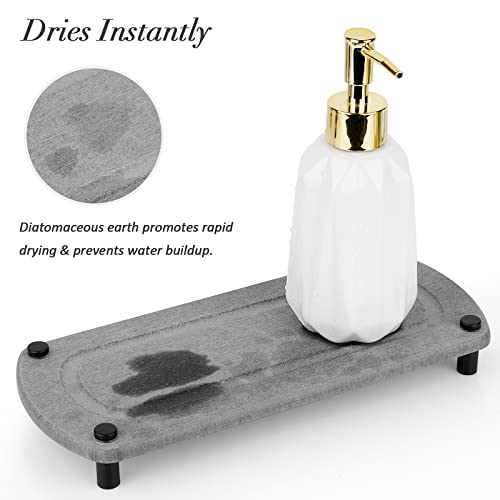 Ozzptuu Sink Caddy Instant Dry Kitchen Sink Organizer Sponge Holder For Kitchen Sink Diatomaceous Pedestal Stand Riser With Stainless Steel Feet Protection For Modern Home (Grey) #TOP1