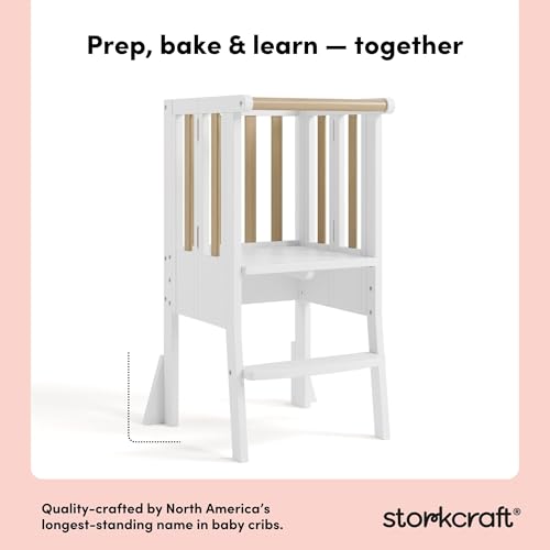 Image of Storkcraft Toddler Standing Tower Kitchen Step Stool, White /Driftwood