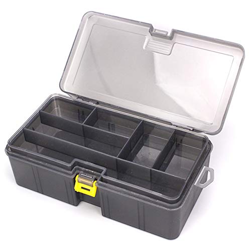 Caja de señuelos de Pesca Caja de Aparejos de Doble Capa Caja de Aparejos de Pesca Minnows Cebo Caja Accesorios de Pesca (Gris) ESjasnyfall Cover