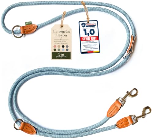Leisegrün Hundeleine 3m große Hunde, Führleine verstellbar, Blau