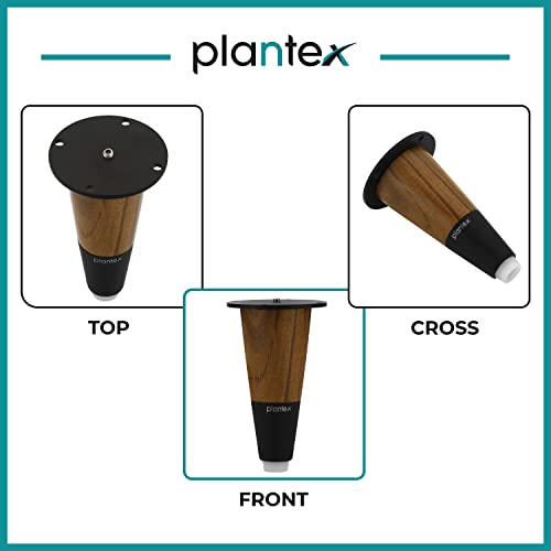 Image of Plantex 4 Inch Sofa Legs for Bed Furniture /Sofa Legs for Table /Sofa Support Legs with Rubber Grip (Black, 6 Pcs)