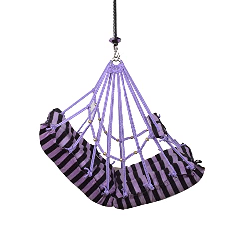 Image of Cotton Swing Chair for Kids Baby's Children Folding and Washable1-3 Years with Safety Belt /Home,Garden Jhula for Babies|Swing for Kids | Seat and Back Side 16x16 inch