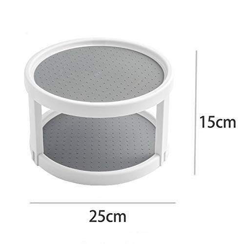 360 Rotation Double couche Organisateur de Cabinet Épices Rack Rangement Garde-manger Table tournante 25 cm - Gris