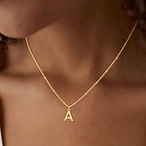 Initial Necklaces for Women Girls, Dainty 18K Gold Plated Letter Initial Necklace Teen Girl Gifts Trendy Stuff Non Tarnish Name Necklace Personalized Gifts for Women Girls Gold Jewelry2