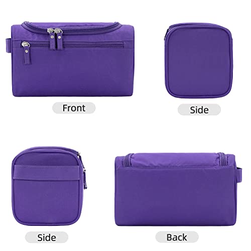 Buruis Travel Toiletry Bag for Men and Women, Hanging Toiletry Organizer Cosmetics Makeup Bag, Water-resistant Dopp Kit Shaving Bag, Small Toiletry Bag for Travel Essentials, Accessories (Purple)4