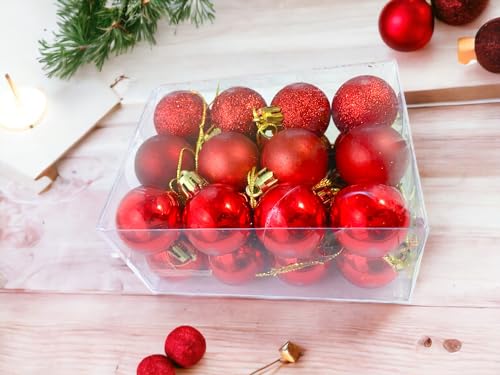 Image of 24 Pcs Red & Golden Or Silver Christmas Tree Decoration Balls | 3 cm Small Hanging Ornaments | Shatterproof Baubles for Xmas Tree, Home & Party Decor (12 Red + 12 Golden Or 12 Silver)