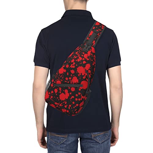 Horror Blood Splatter Outdoor Crossbody Shoulder Bag For Unisex Young Adult Hiking Sling Backpack2