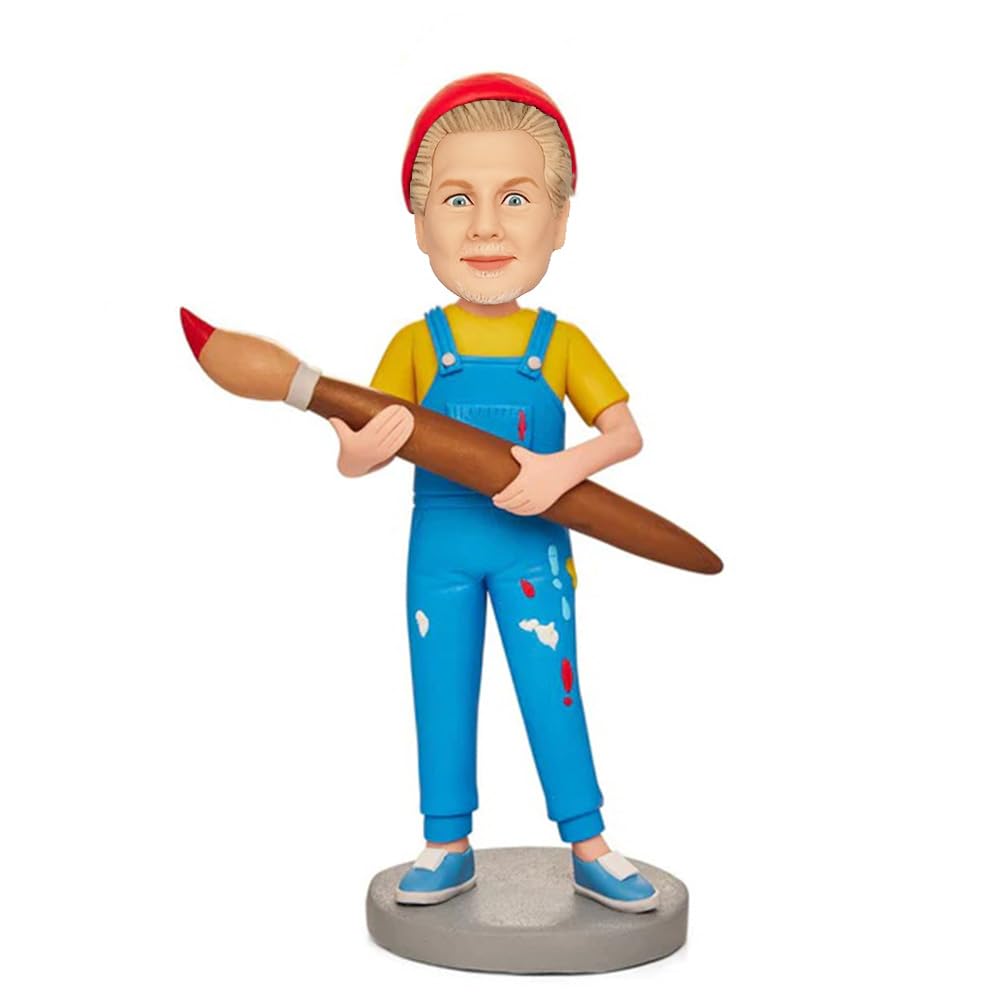 mydedor Custom Bobbleheads Figures Male Painter Figurine Customized Birthday Thanksgiving Christmas for Man Dad Boss Uncle Friends Coworker