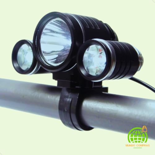 Farol Bike Led T6 3 Leds Bateria Externa Recarregável Redondo Mundo Compras