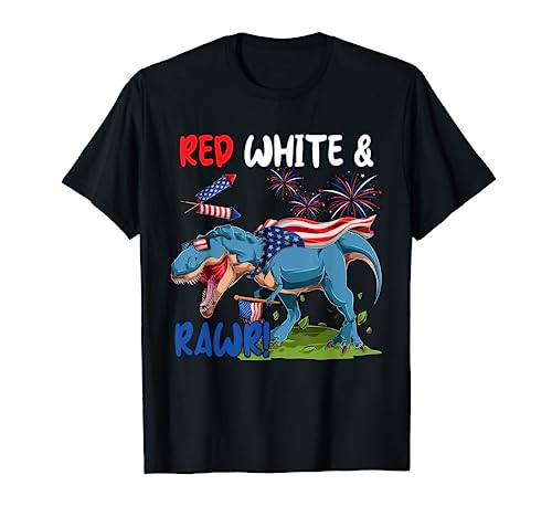 Gafas de sol T-Rex con diseño de disfraz rojo, blanco y crudo, bandera estadounidense Camiseta