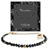 happymaker - Schwarzer Turmalin Armband Damen, Perlenarmband Damen mit echten Turmalin, Heilsteine Armband mit Verschluss, Geschenkverpackung, Schutzstein und Kraftstein Geschenk, Handmade