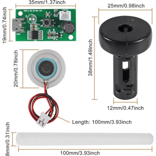 Image of Hexonix Mini Air Humidifier DIY Kit With USB Mist Maker & Ultrasonic Piezoelectric Fogger for Moisture Atomization & Electronic DIY Projects