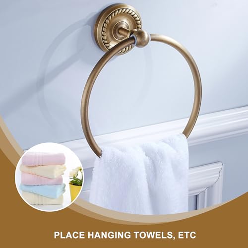 Image of Antique Bronze Towel Ring for Bathroom Hand Towel Holder Wall Mounted