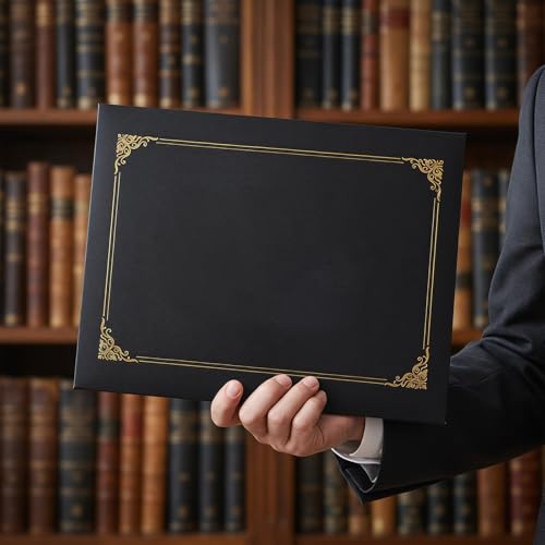 SAFIGLE 6pcs Black Certificate Holders for Graduation and Employee Recognition, Letter Size 8.5x11, Paper Material with Gold Foil Bordered Design, Sturdy Preservation and Versatile - Image 6