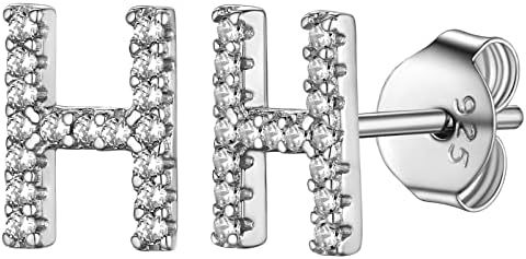 Supcare 925 Sterling Silver Small Initial A to Z Stud Earrings with Bling CZ Inlaid/Lowercase Letter/Heart Zirconia Studs for Women Girls, with Gift Box