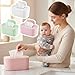 Portable Baby Wipe Warmer, Large Capacity Moist Wipe Dispenser with LED Display, Quiet & Even Heating, Diaper Wipes Warmer for Home Car Travel Use (Pink)